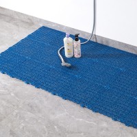 4 PCS Thickened PVC Can Be Spliced   Floor Mat Kitchen Bathroom Anti  Slip Foot Pad Hollow Injection Pad  Size  30x30x1 5cm  Blue